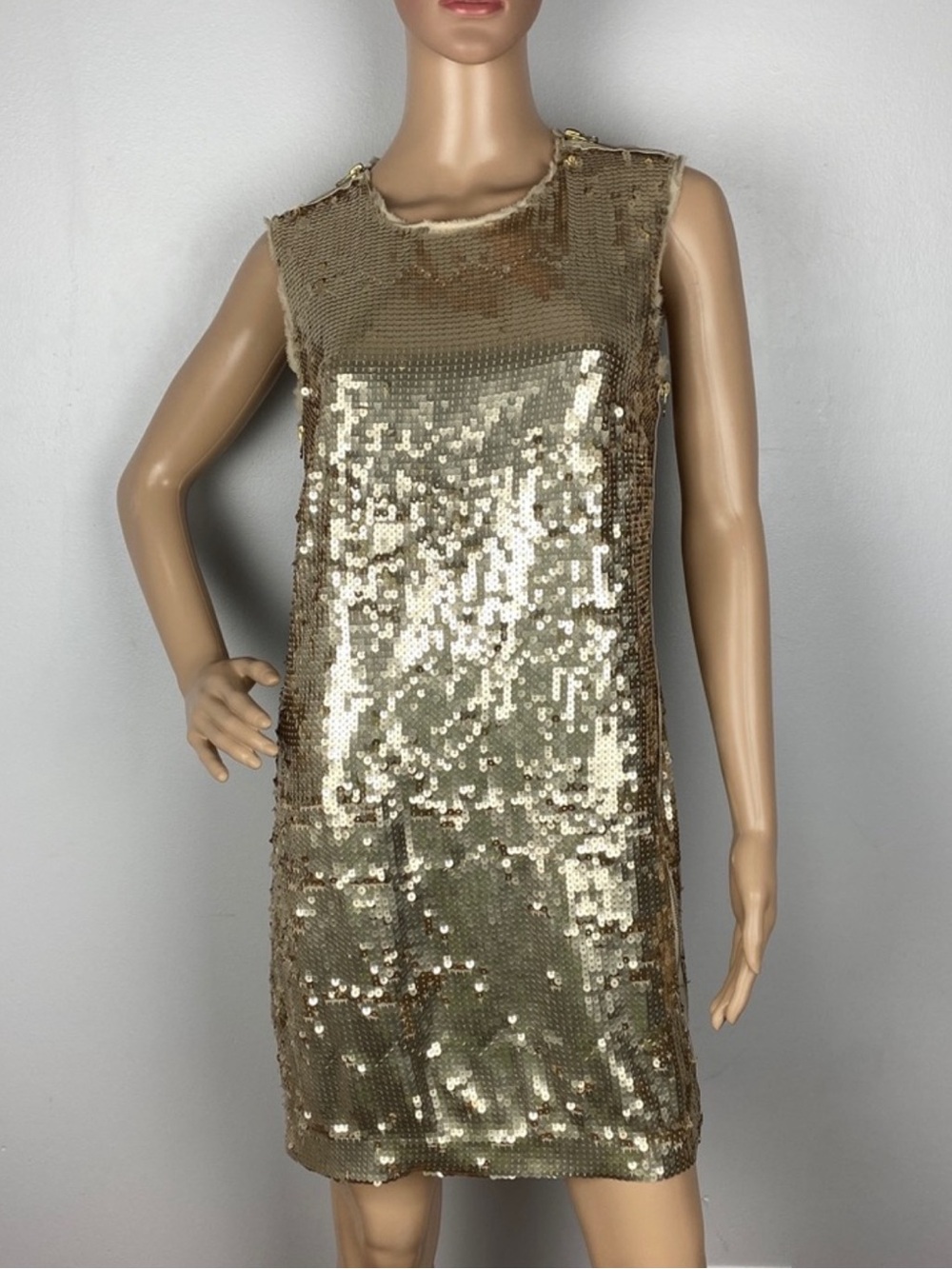 NEW ROBERT RODRIGUEZ GOLD SEQUIN MINI DRESS - Picture 2 of 5